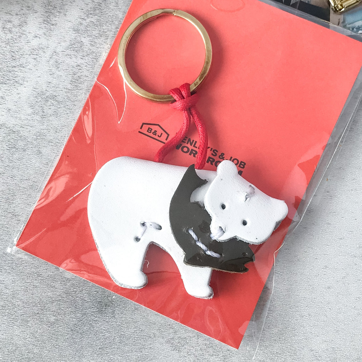Benlly's & Job Work Room: Benlly's original Bear Salmon Keychain White - Art Bloss