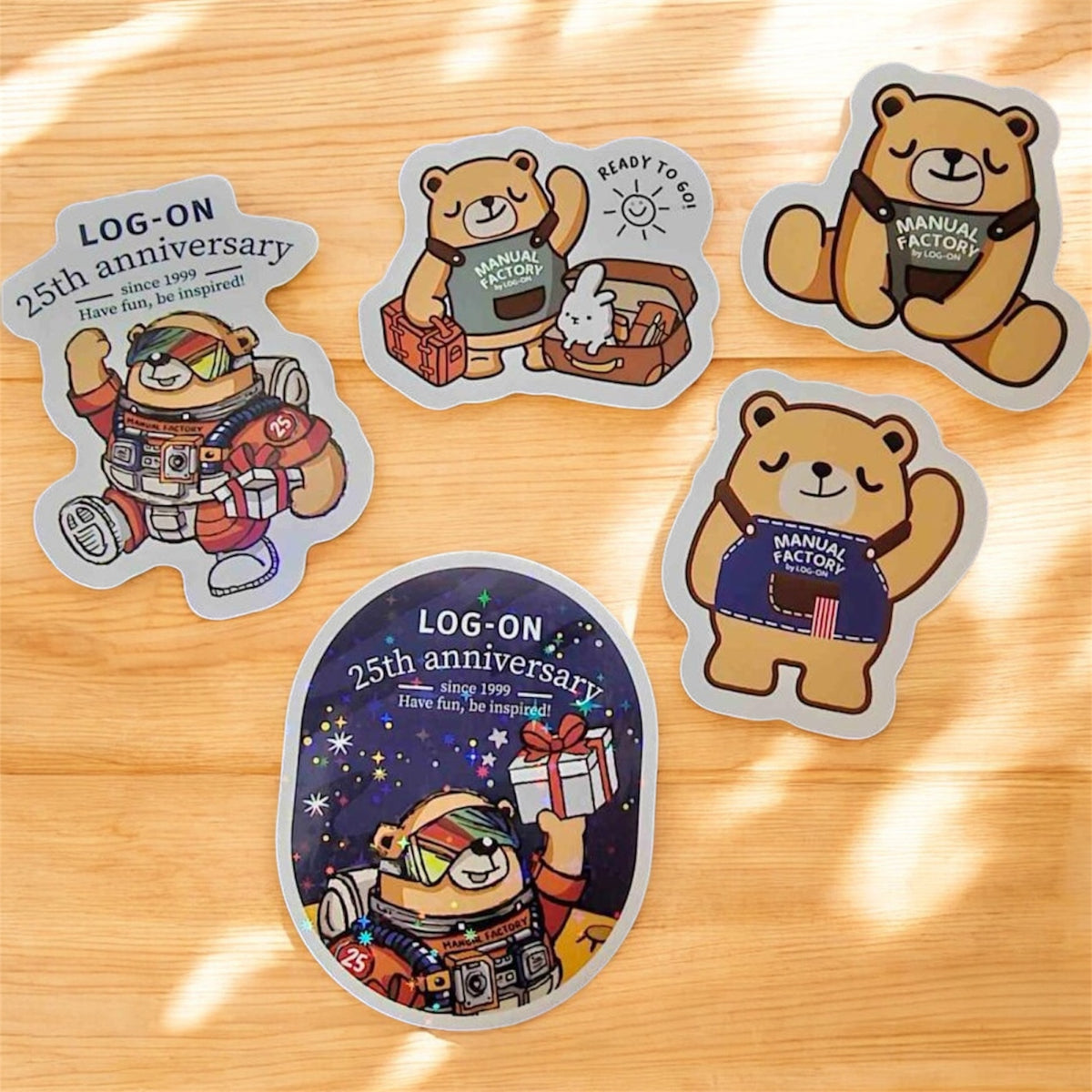 Log-On 25th Anniversary Manual Factory Bear Stickers: MF Bear Collectible Sticker Set - Art Bloss