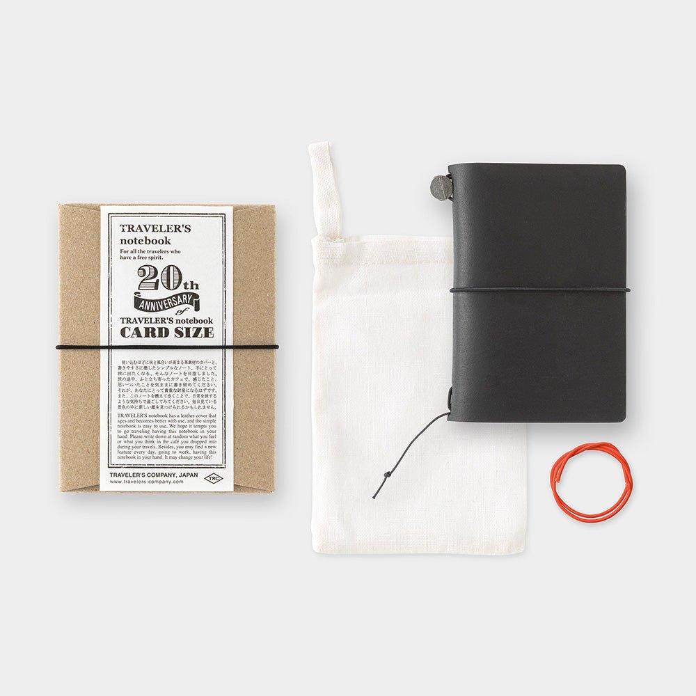 Leather Journal Traveler's Notebook Card Size 20th Anniversary Set Black - Art Bloss