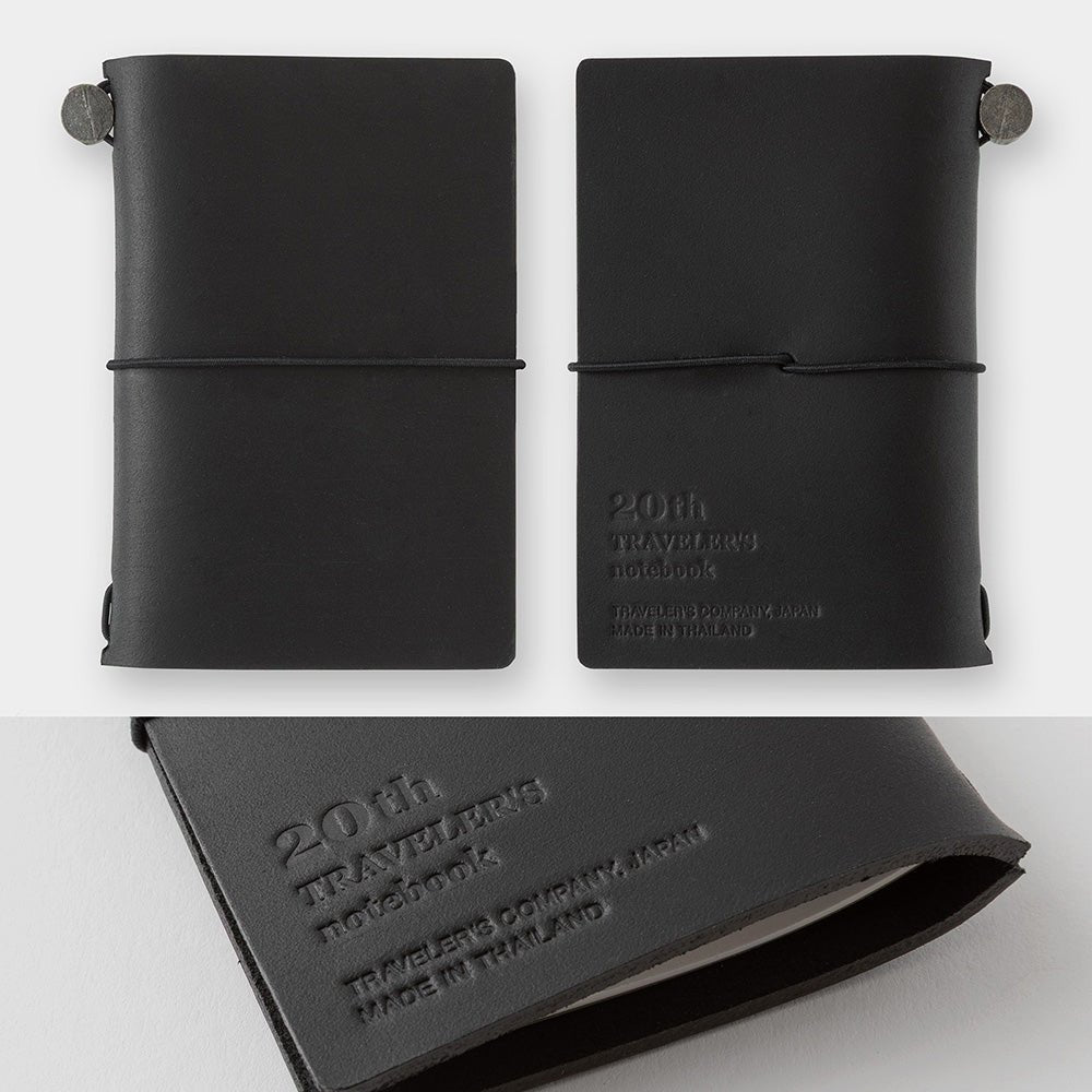 Leather Journal Traveler's Notebook Card Size 20th Anniversary Set Black - Art Bloss