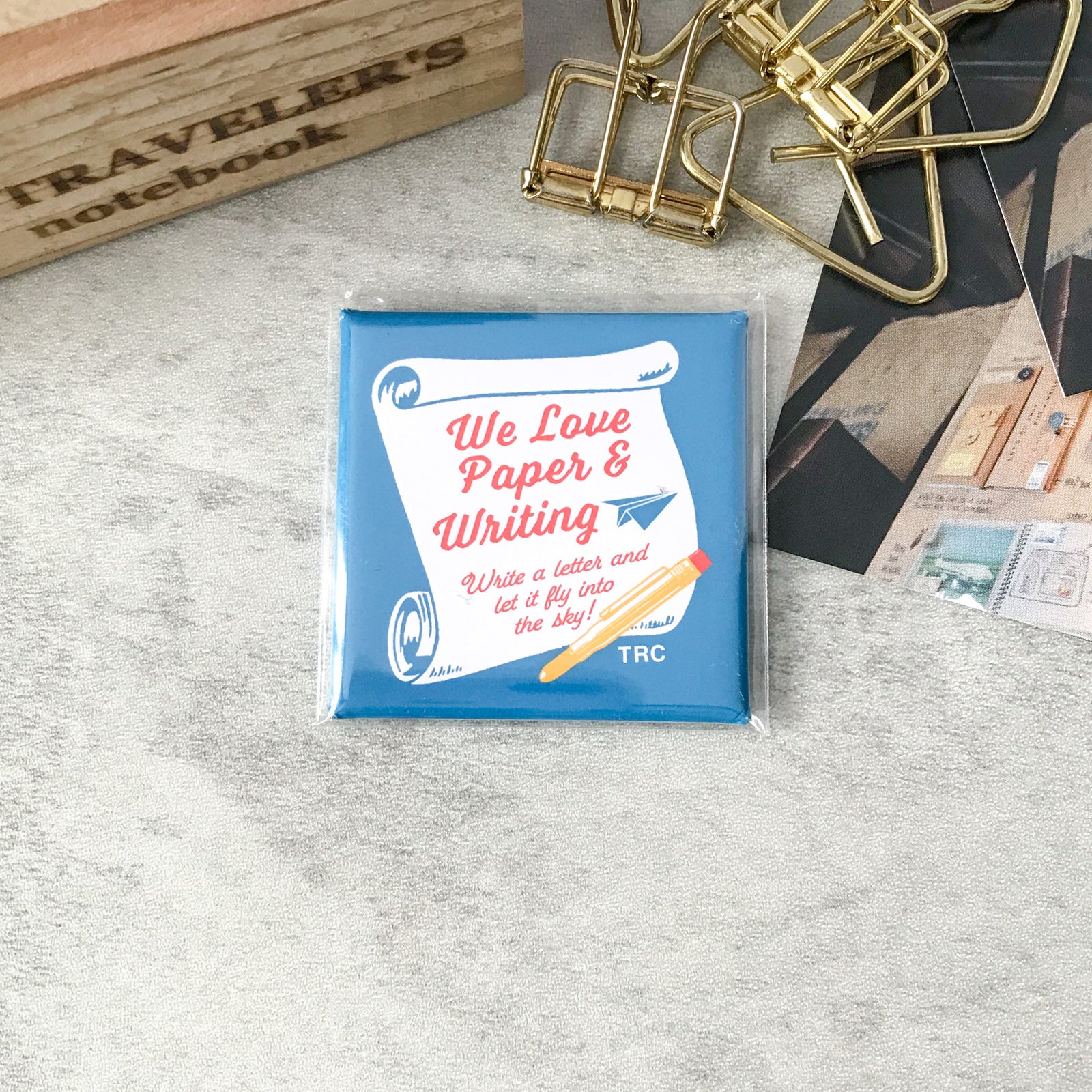 Traveler's Factory Love Paper Magnet — front view of retro tin plate graphic