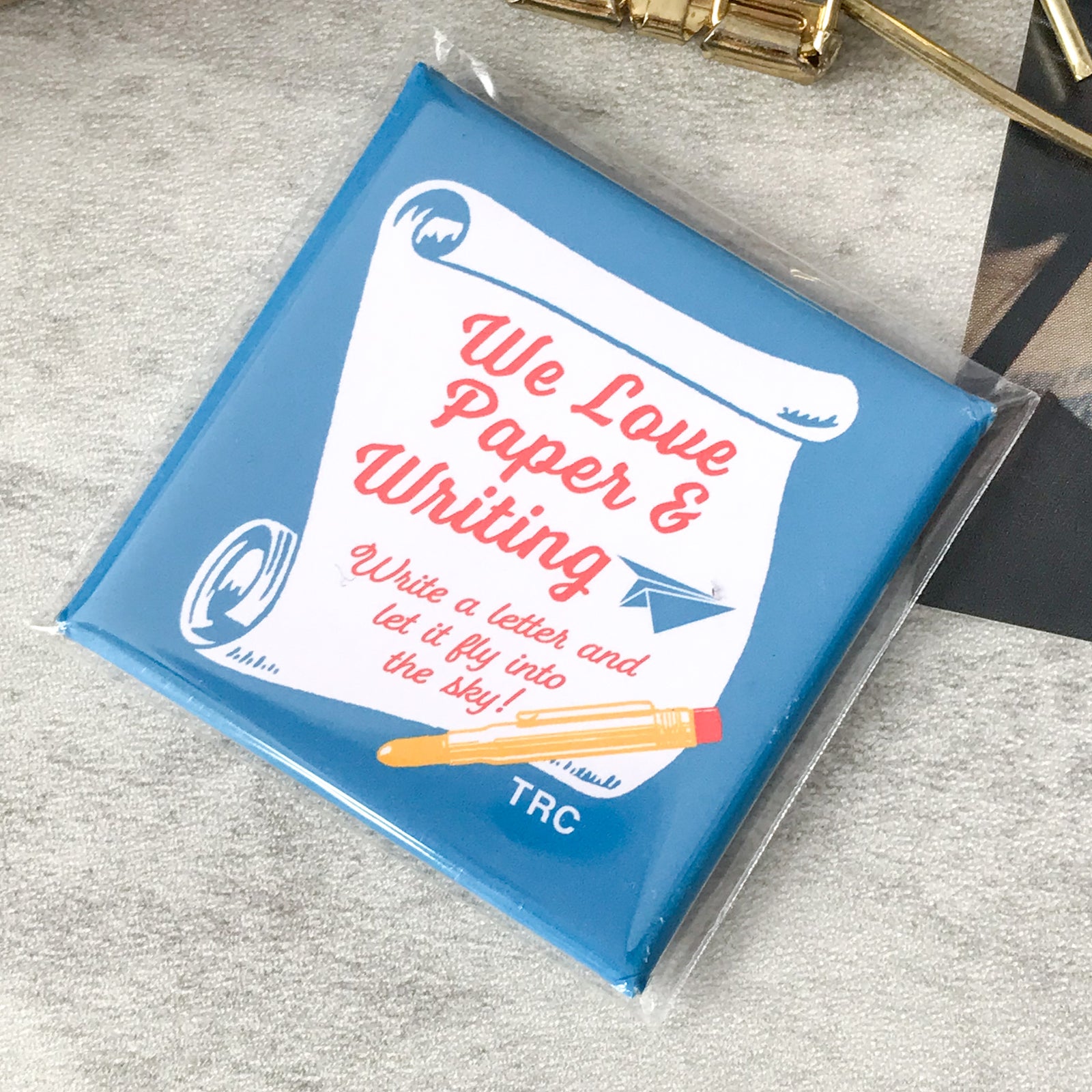 Traveler's Factory Love Paper Magnet — front view of retro tin plate graphic