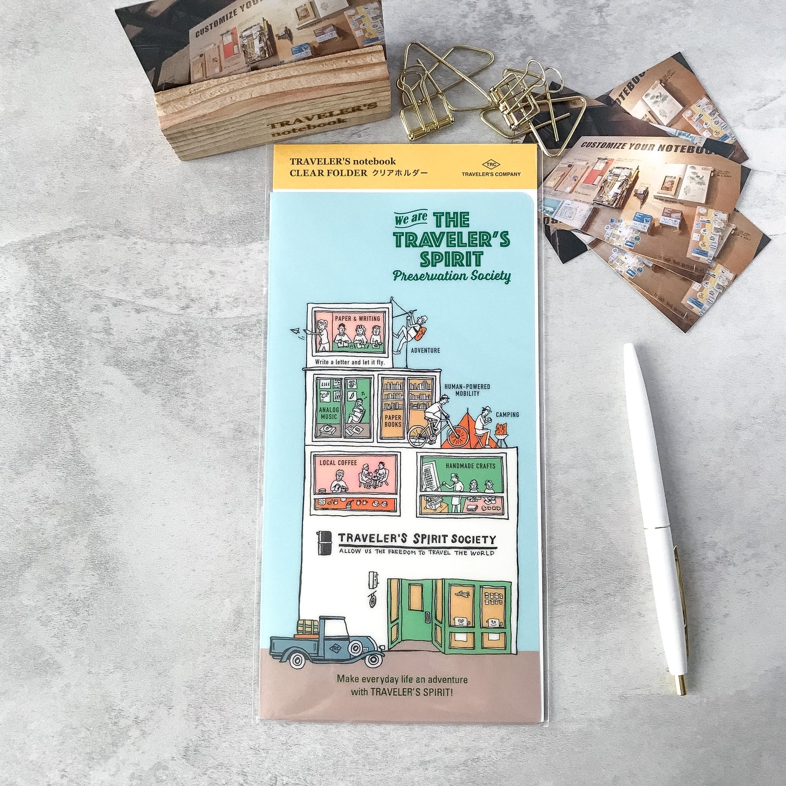 Traveler Factory Traveler's Company Clear Folder: Spirit Society Illustration hero shot