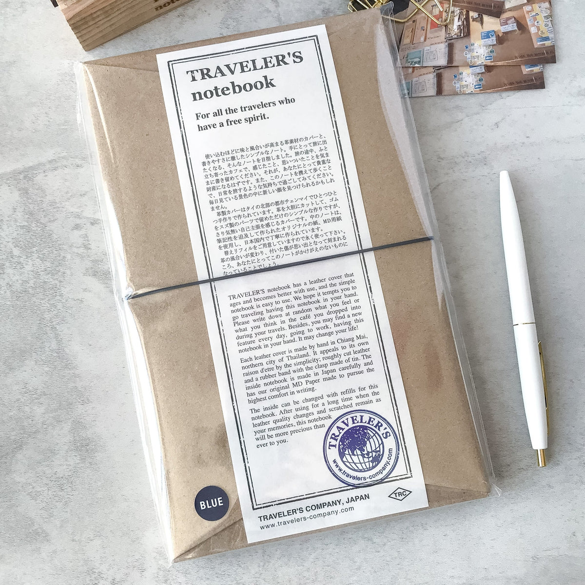 Traveler's Company: Leather Journal Traveler's Notebook (Blue) - Art Bloss