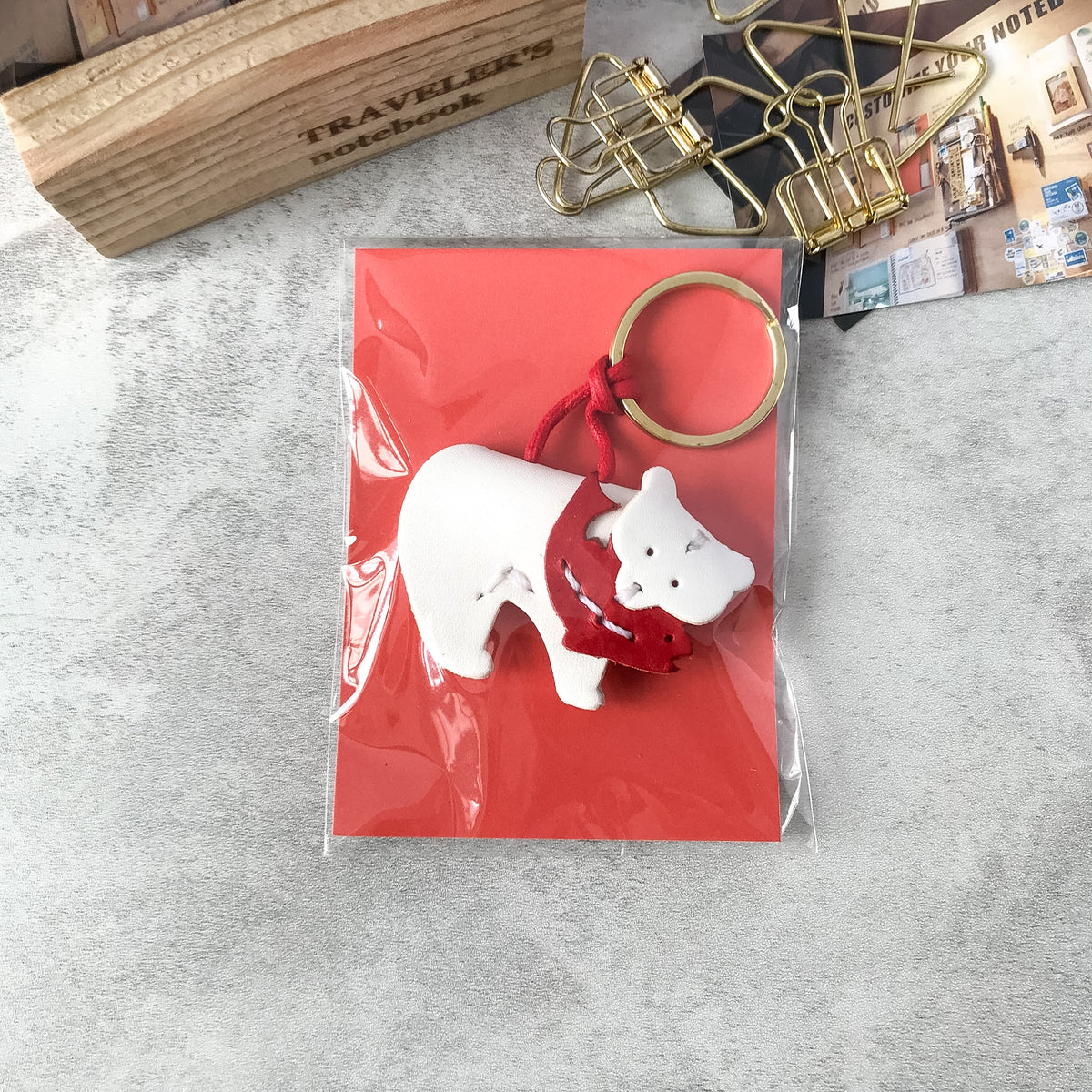 Benlly's & Job Work Room: Benlly's original Bear Salmon Keychain White - Art Bloss