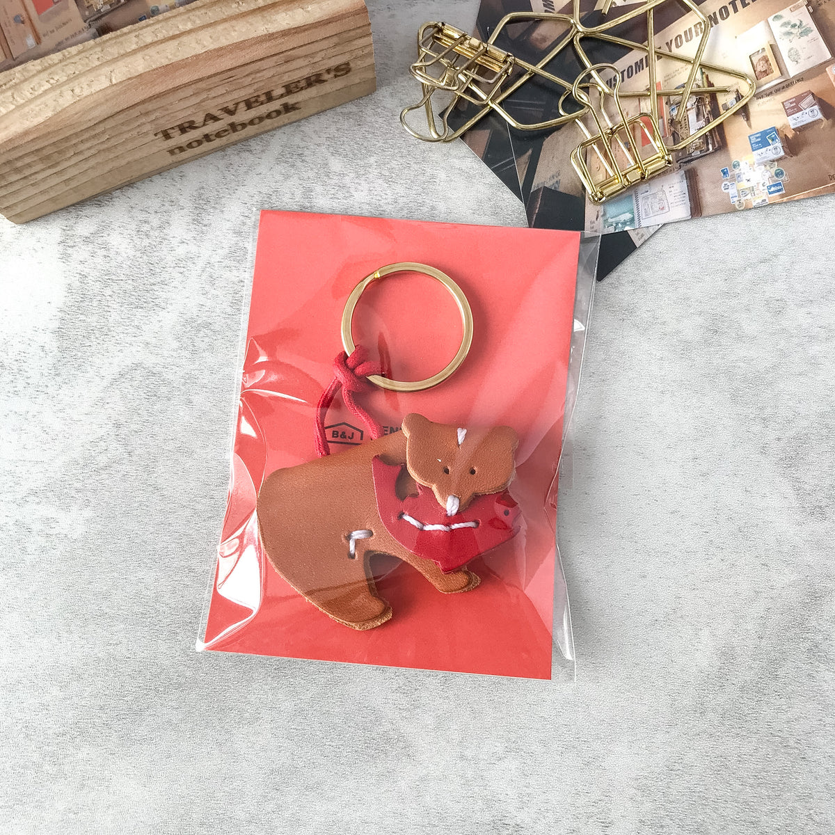 Benlly's & Job Work Room: Benlly's original Bear Salmon Keychain Brown - Art Bloss