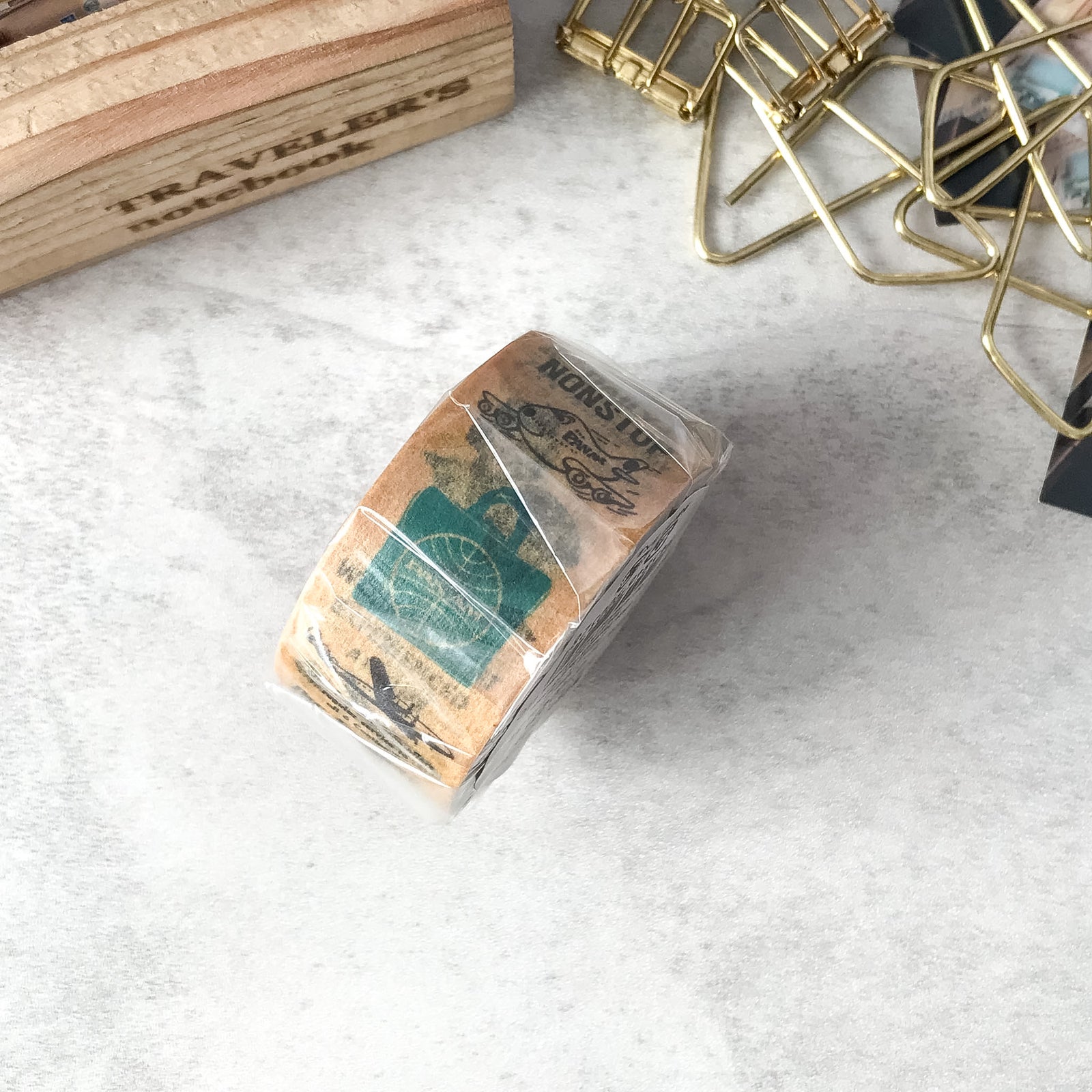 Traveler's Factory Pan Am masking tape used in travel journal and scrapbook spread