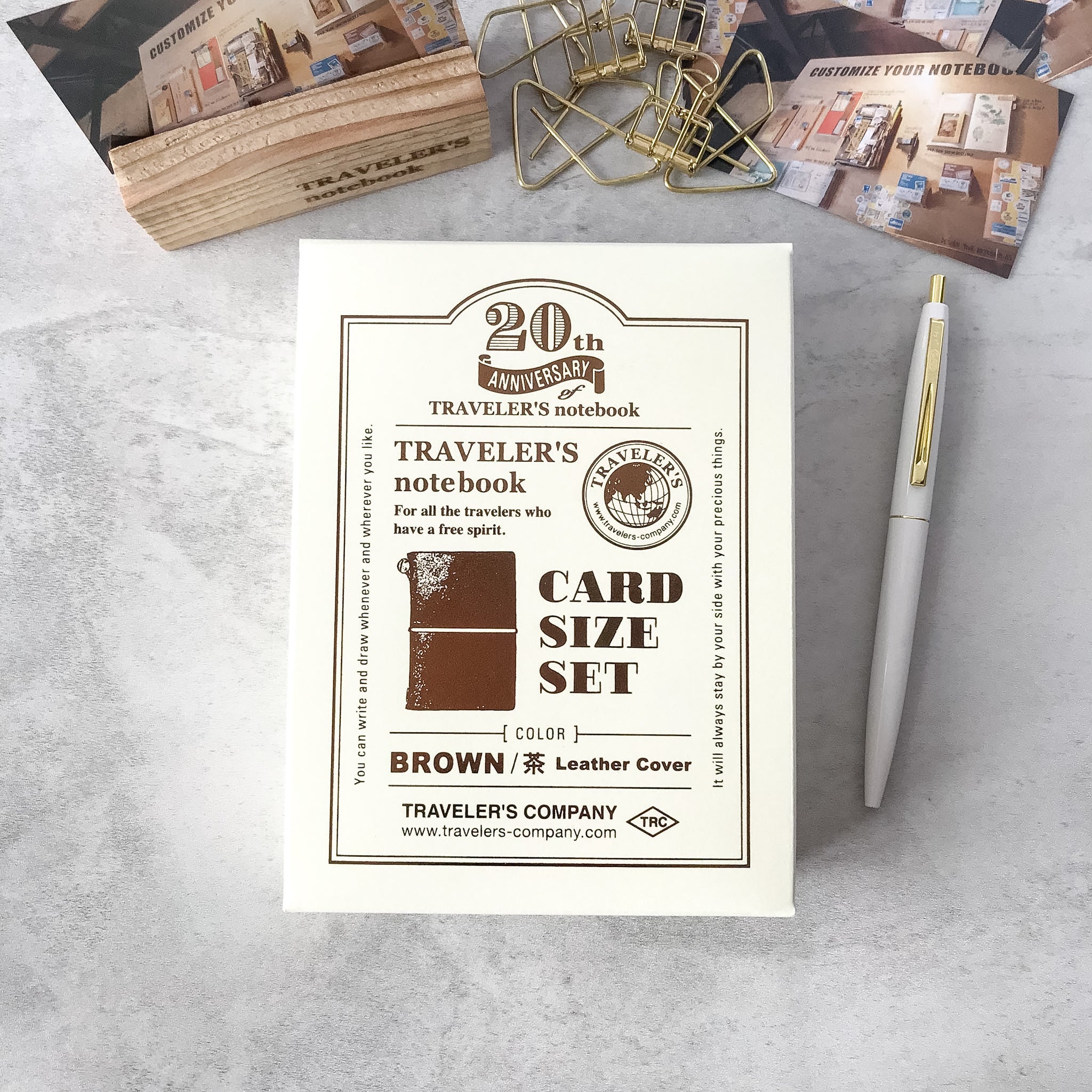 Traveler's Notebook Card Size 20th Anniversary Set Brown – full set overview