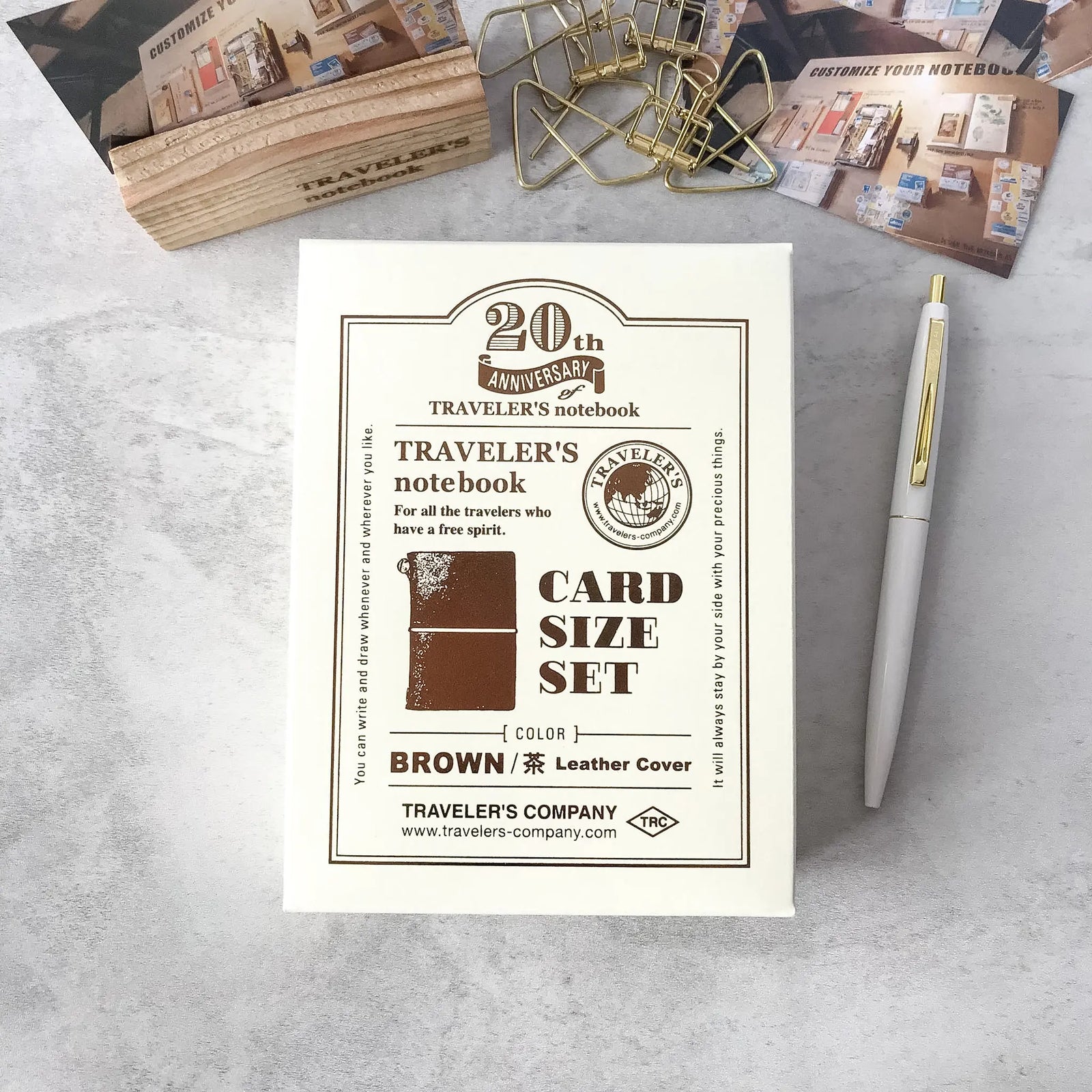 Leather Journal Traveler's Notebook Card Size 20th Anniversary Set Brown - Art Bloss