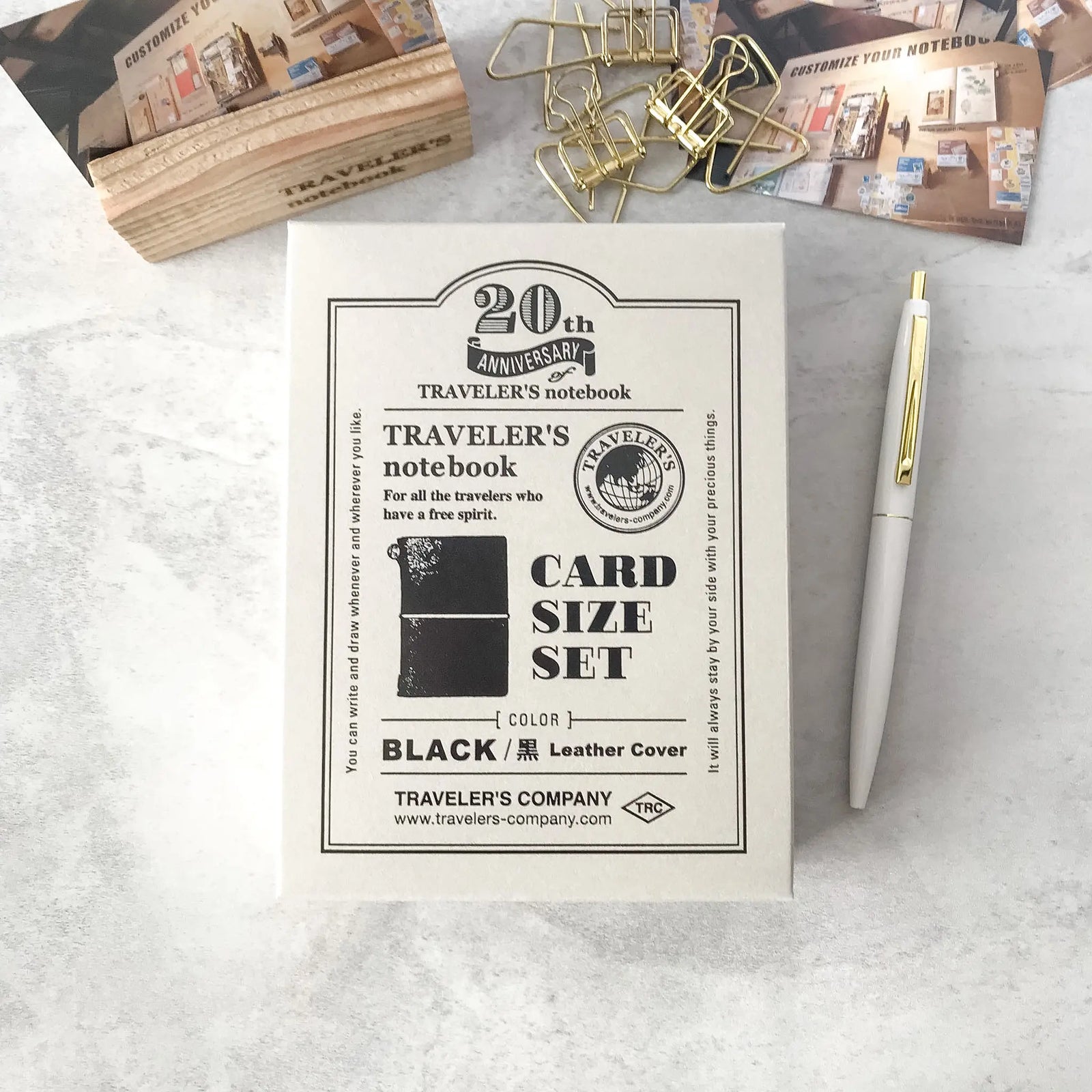 Leather Journal Traveler's Notebook Card Size 20th Anniversary Set Black - Art Bloss