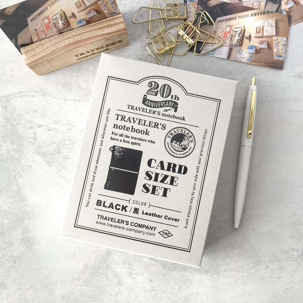 Leather Journal Traveler's Notebook Card Size 20th Anniversary Set Black - Art Bloss