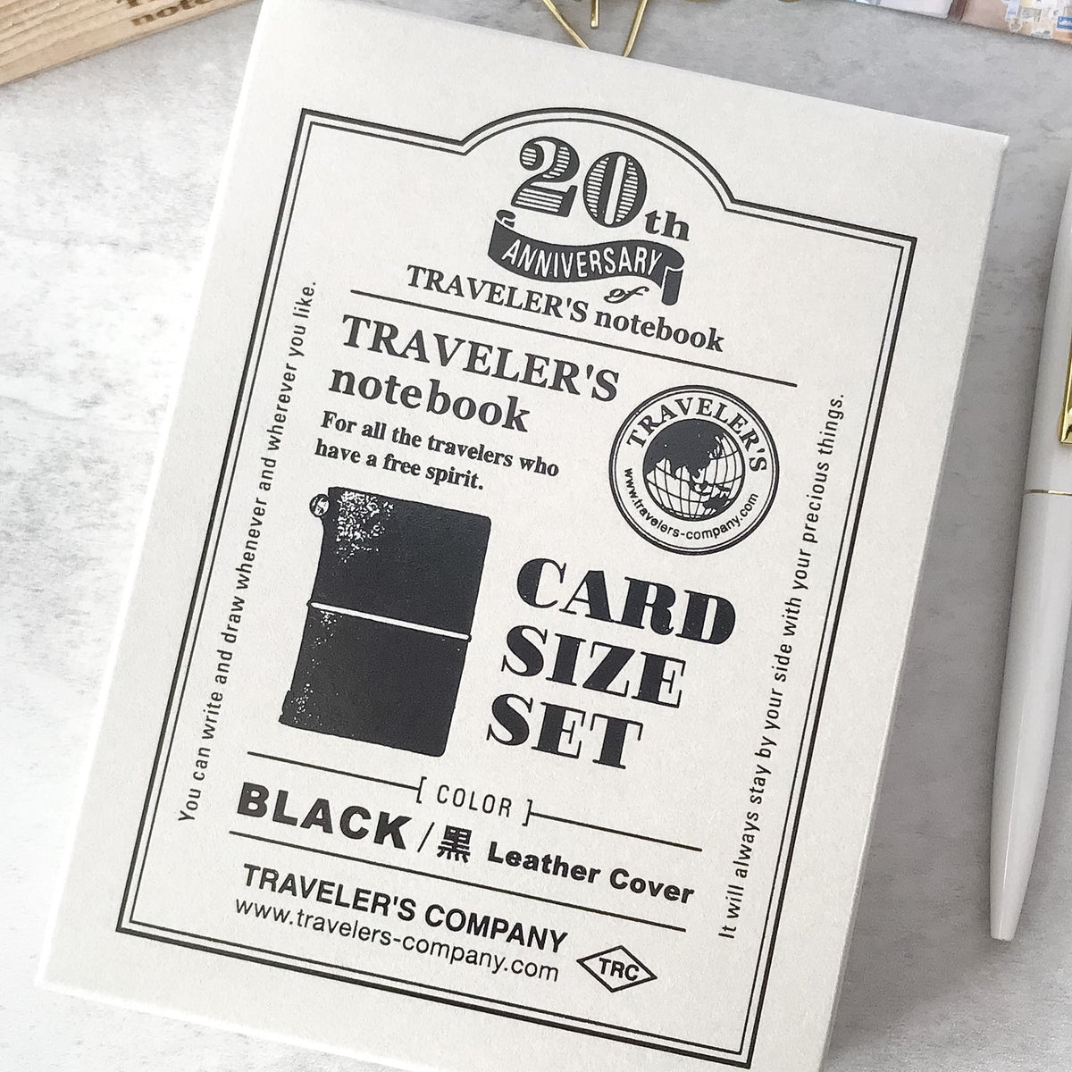 Leather Journal Traveler's Notebook Card Size 20th Anniversary Set Black - Art Bloss