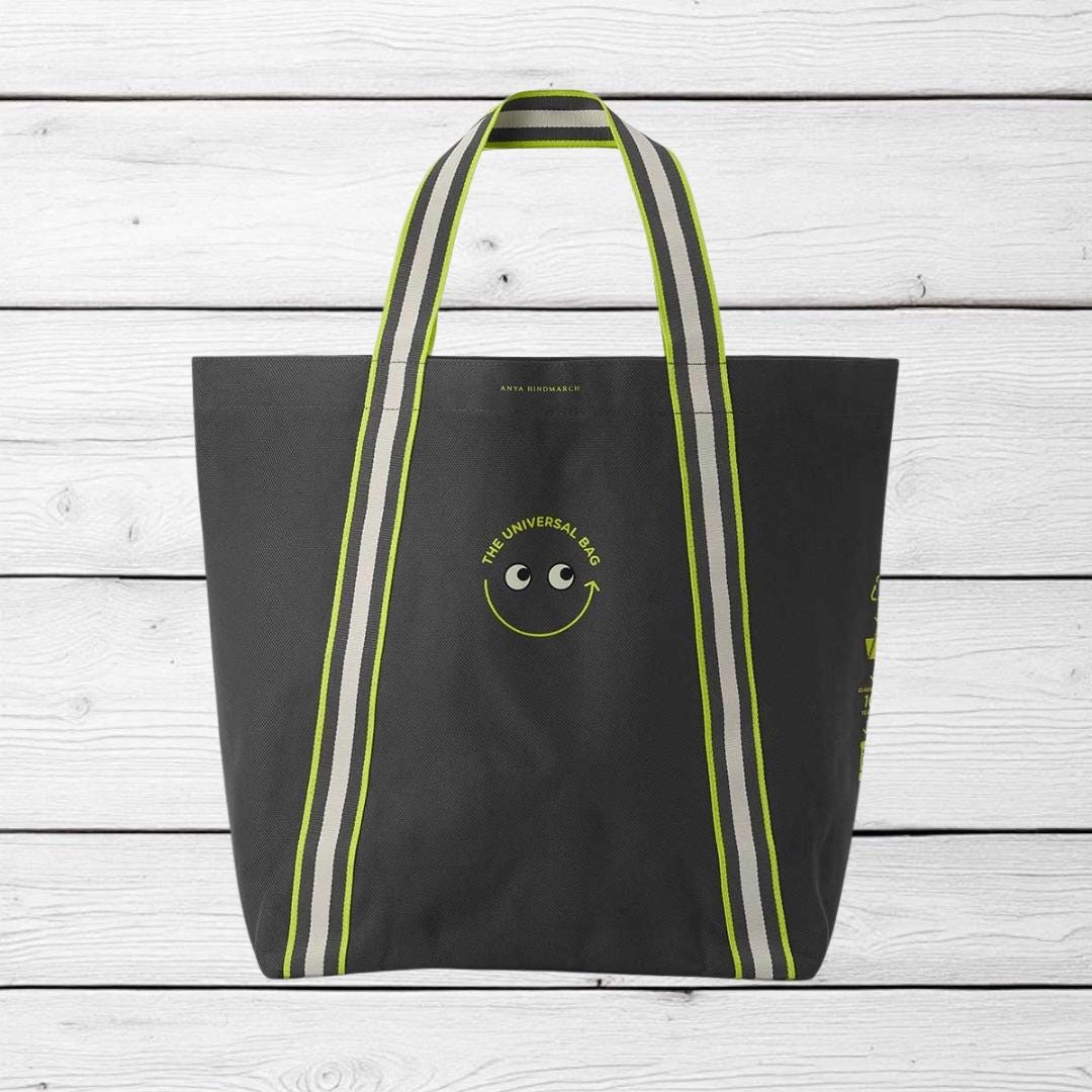 Anya Hindmarch x Taste : The Universal Bag Charcoal with Neon Accents - Art Bloss
