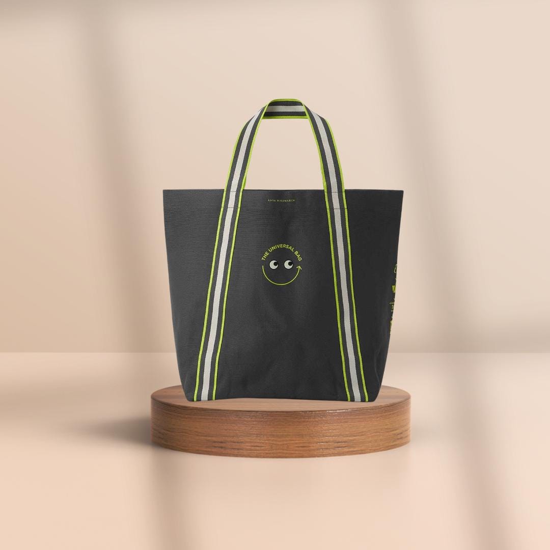 Anya Hindmarch x Taste : The Universal Bag Charcoal with Neon Accents - Art Bloss