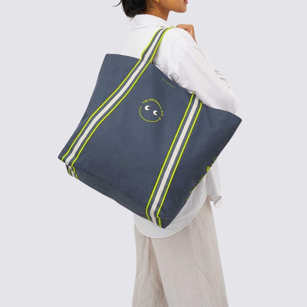 Anya Hindmarch x Taste : The Universal Bag Charcoal with Neon Accents - Art Bloss
