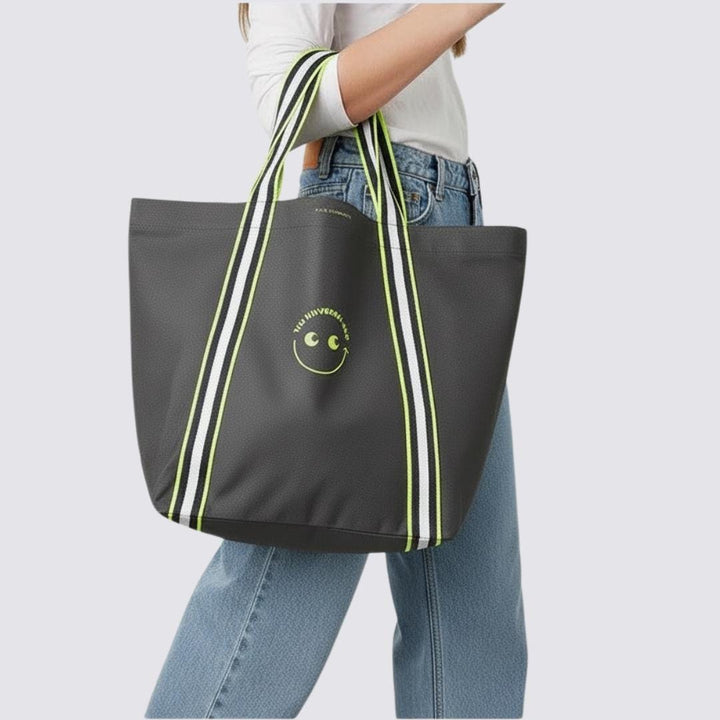 Anya Hindmarch x Taste : The Universal Bag Charcoal with Neon Accents - Art Bloss